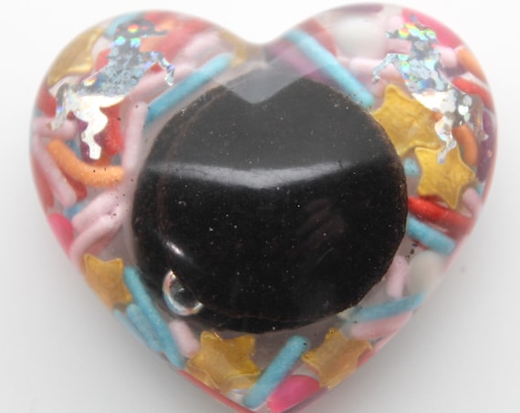 2 inch Oreo Cookie Heart with Glitter Unicorns and Sprinkles! Chocolate Cookie Goodness forever trapped in Heart Form!