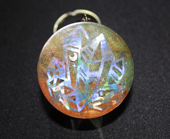 Sparkling Foil Quartz Cluster with Tumbled Quartz - Spectrum Harmonizer - Bold Colors to Create a Beautiful Atmosphere. Fun Keychain!