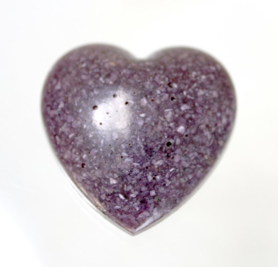 Charoite Heart - Crushed and Mixed with Resin - 1.25 inch - Purple Unique Handmade