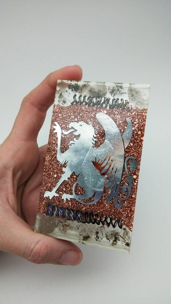 Griffin of Power! Quartz and Energy Coils - Copper Filter Agate Butterfly Hand Sized 4 inch tall - Orgone Power Plate