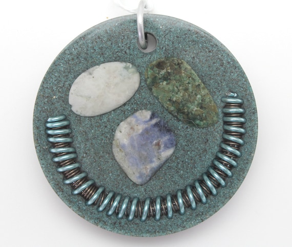 Smiley Guy - Turquoise, Minerals and Coils = One Happy Wall Hanging! 2.6 inch