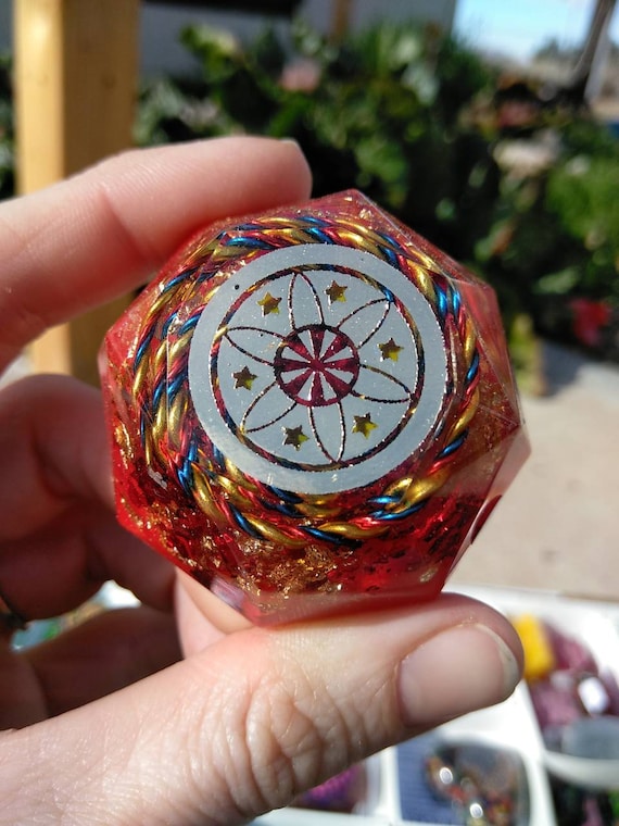 Red Yellow and Blue Spiral Spectrum Harmonizer Re tune your environment - Balance the minor key harmony at Home Quartz and Gold Foil