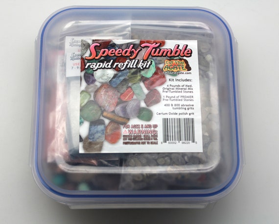 Cut That Agate Speedy Tumble Rapid Refill Kit 5 Pounds of Pre-Tumbled Stones - Less Wait - Quickly Polish Minerals with Grit and Polish