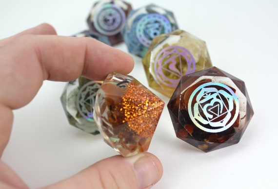 Foil Bottomed Reiki Tool Body Working Chakra Orgone Energy Gemstones - 100% REAL Minerals - High Quality - 40mm perfect for Chakra Tools