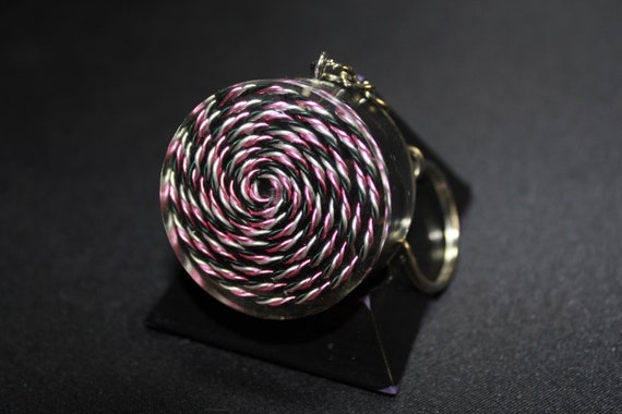 5G Spiral EMF Blocker Keychain Pocket Electrical Blocker 1.5 inch Natural Glass Obsidian Packed Great Colorful Protector Pink, Black Silver
