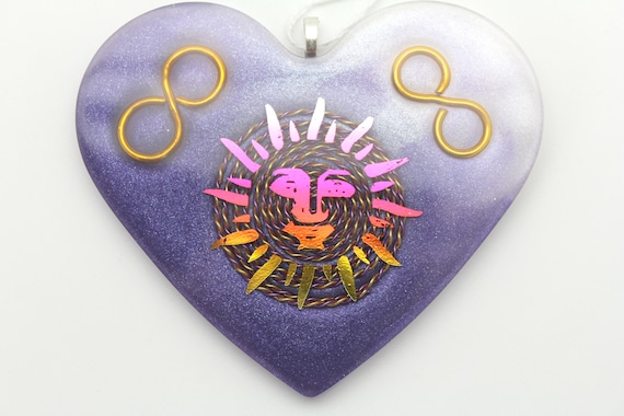 Shining Sun Wall Hanging Plate = Spiral Wire Infinity Coils - Tuned for Harmonic Balancing - Heart Shaped Plate