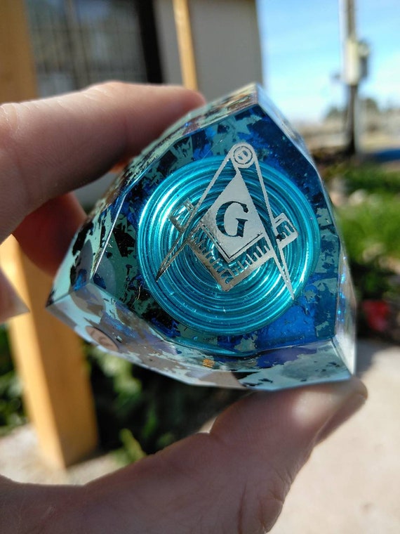 Freemason Square and Compass Sacred G Foil Spectrum Harmonizer Gem Blue Spiral Architect's tools Masonic ritual Symbolism