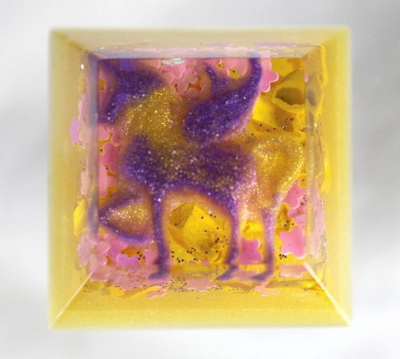 Purple Power Pegasus Harmonic Balancing Totem - Purple Pegasus over Hot Pink and Yellow 1.25 inch