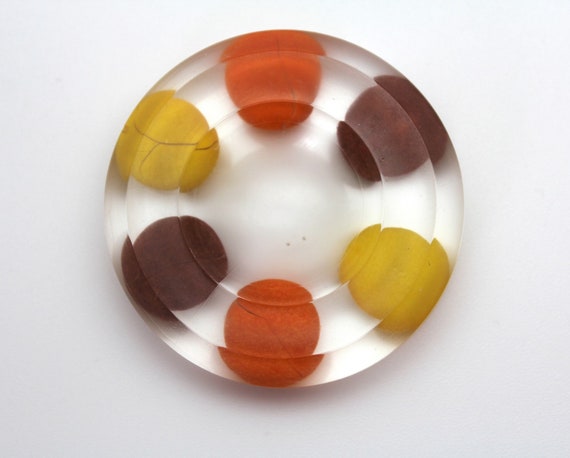 Reese's Pieces Display Stand - Peanut Buttery Treat sealed in Resin! For Spheres and Crystals One of a Kind Unique Bold Color!