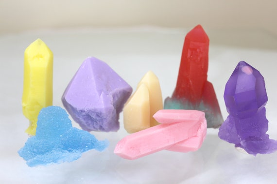 Bright Coloful Crystal Quartz Copies - Set of 7 Scepter, Twins, Fun Locations Perfect for STEM Learning Homeschool Display