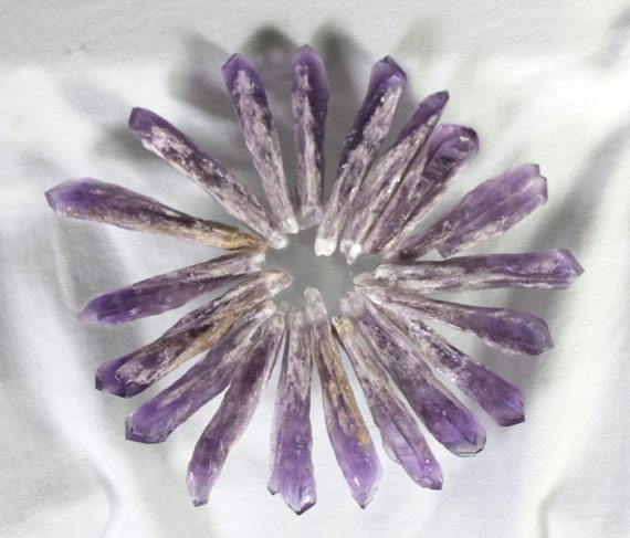 Wand Making Amethyst Dragon's Teeth Root Crystals Avg 3 inch x .5 - A Grade Nice Tips Crafting Tool Purple Gem Quartz Crystals