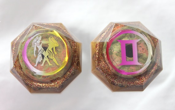 Gemini Twins Unakite Power Stones - Separate for a year - Combine once a year for 1000x power!