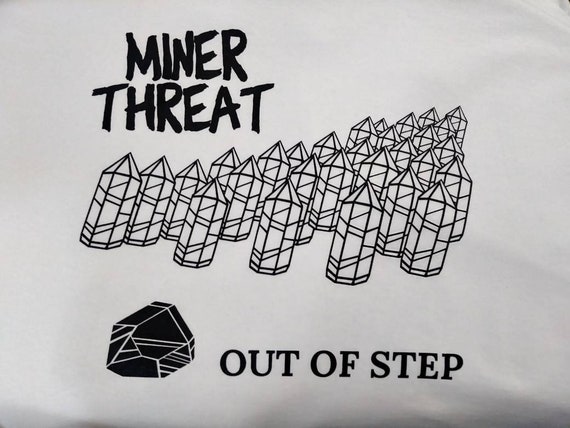 Limited edition Tucson Gem Show "Miner Threat" tshirt - Out of Step - Quartz Crystals - fun homage to classic punk rock albumn cover