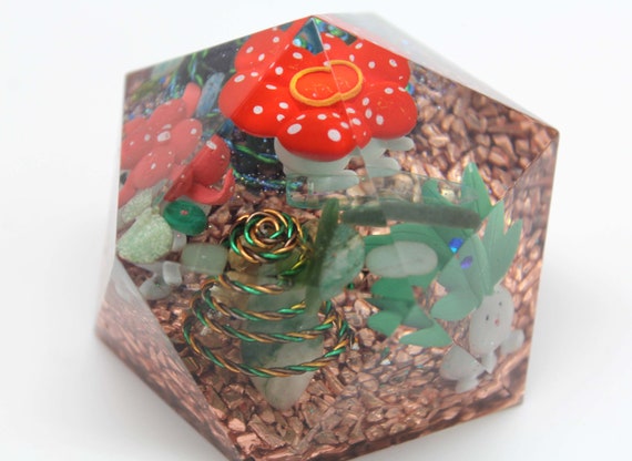 Oddish Gloom VIleplume Evolution Gem - Orgone Landscape Geodome Super Fun Desktop Decoration - Pokemon Gen 1 Grass/Poison Pokes Copper Gems