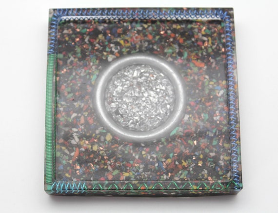 EMF Blocker Style Rainbow Insulation with Thick Steel Ring and Colorful Coils - Square Tray Perfect for Jewelry Tray, Trinkets, Home