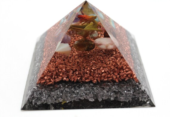 Firey Phoenix Dragon with Garnet, Amazonite, Rose Quartz, Copper - Orgone Pyramid Gem Opal - Funky Cool Landscape Generator 3.75 inches wide