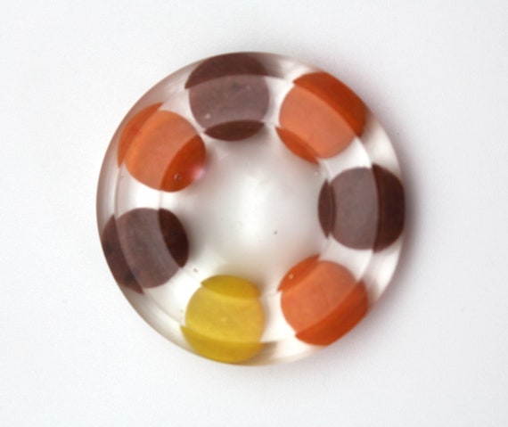 Funky Reese's Pieces Display Stand - Peanut Buttery Treat sealed in Resin! For Spheres and Crystals One of a Kind Unique Bold Color!