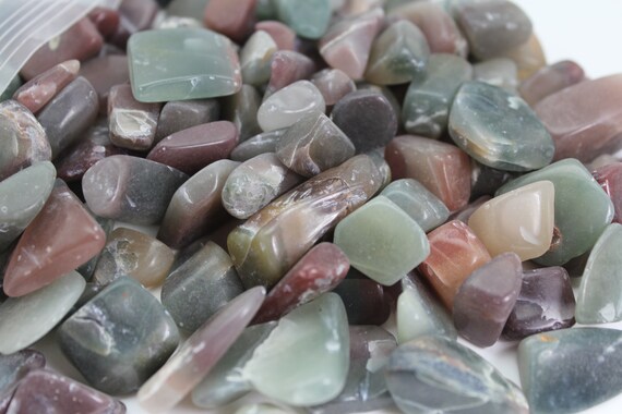 Glossy Agate Tumbled Stone Mix 1 Pound - Green and Red - Watermelon Agate! .5- 1 inch in size Perfect for Resin Casting and Crystal Healing