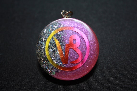 Orgone Keychain - Recycled Copper - Capricorn in Summer Foil on pink and diamond foil 1.5 inch Handmade Charm