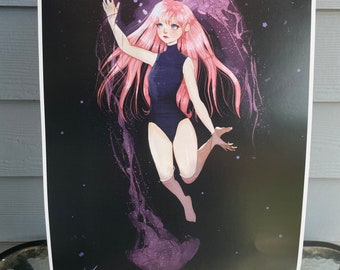 Jellyfish Ocean Print | Starry Sea Art | Nature Lover Gifts | Summer Feels Wall Decor | Pretty Cartoon Girl Gift | Anime Style Wall Art