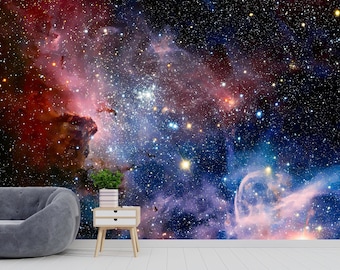 Galaxy Wallpaper Space Wallpaper Large Wall Mural Peel and Stick Wallpaper Custom size Wallpaper Print Stars Wall Art Mural Wall Decor