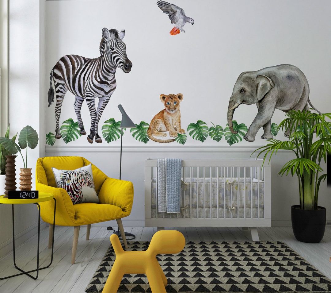 Watercolor Safari Animals Wall Decal Set: Peel & Stick Nursery Decor - Etsy
