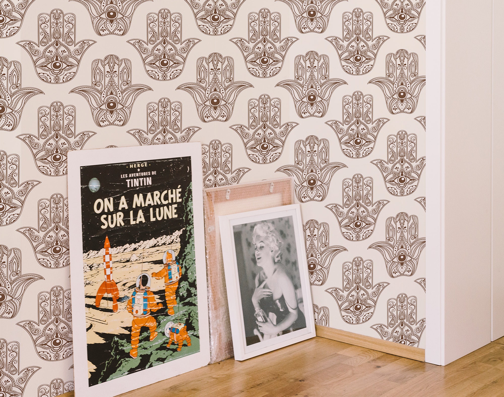 Hamsa Removable Wallpaper Peel and Stick | Boho Pattern #187 Wall Decal for Easy Home Decor