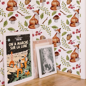 Fox And Plants | Removable Wallpaper | Pattern #278