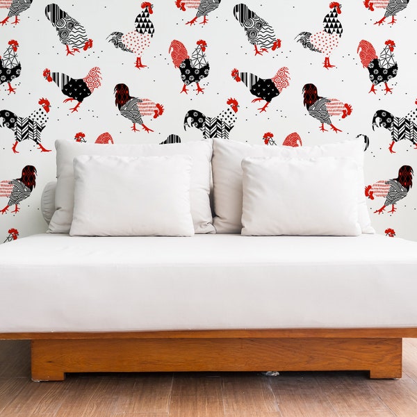 Roosters | Removable Wallpaper | Pattern #226
