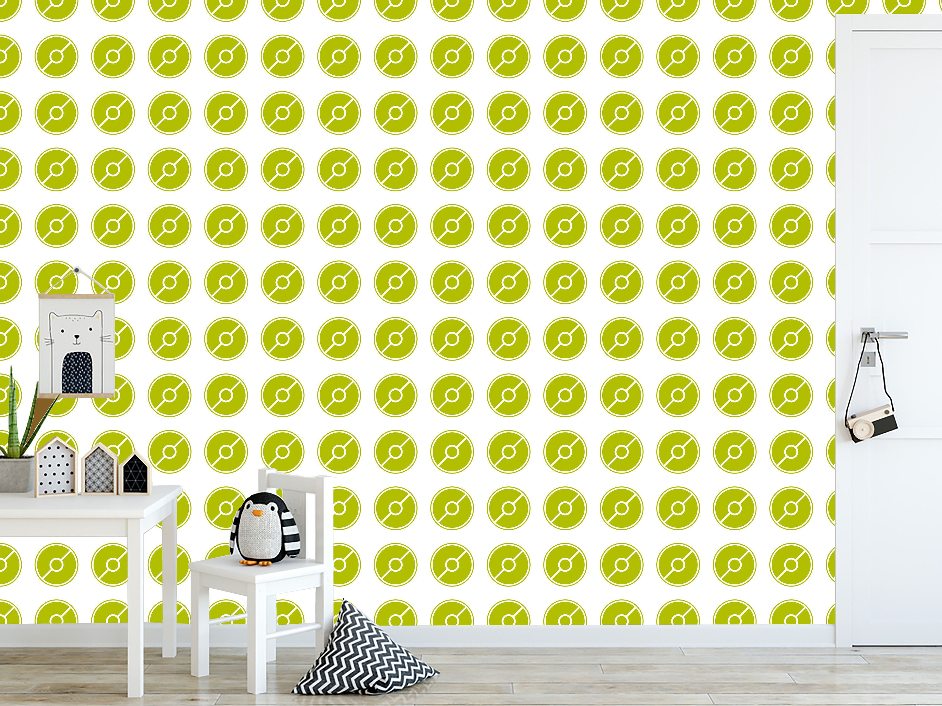 Wall Décor Pokeball cartoon style nursery wall art peel and stick