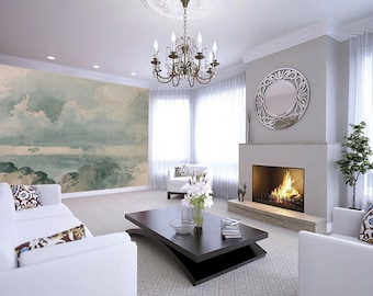 Vintage Clouded Sky Wall Mural - Removable, Self-Adhesive Repositionable Wallpaper for Cozy Home Decor