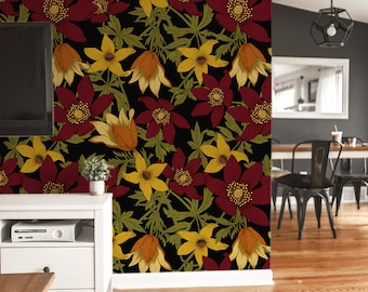 Vintage Gänseblümchen, entfernbare Tapete, Muster #5, selbstklebend, Renter-freundlich, Akzent-Raum-Dekor, modernes Raumdesign