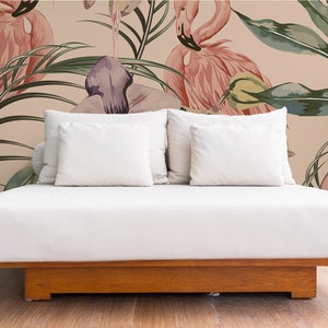 Tropical Flamingo Removable Wallpaper - Bold Pattern #264 for Wall Decor & Easy DIY Room Makeover