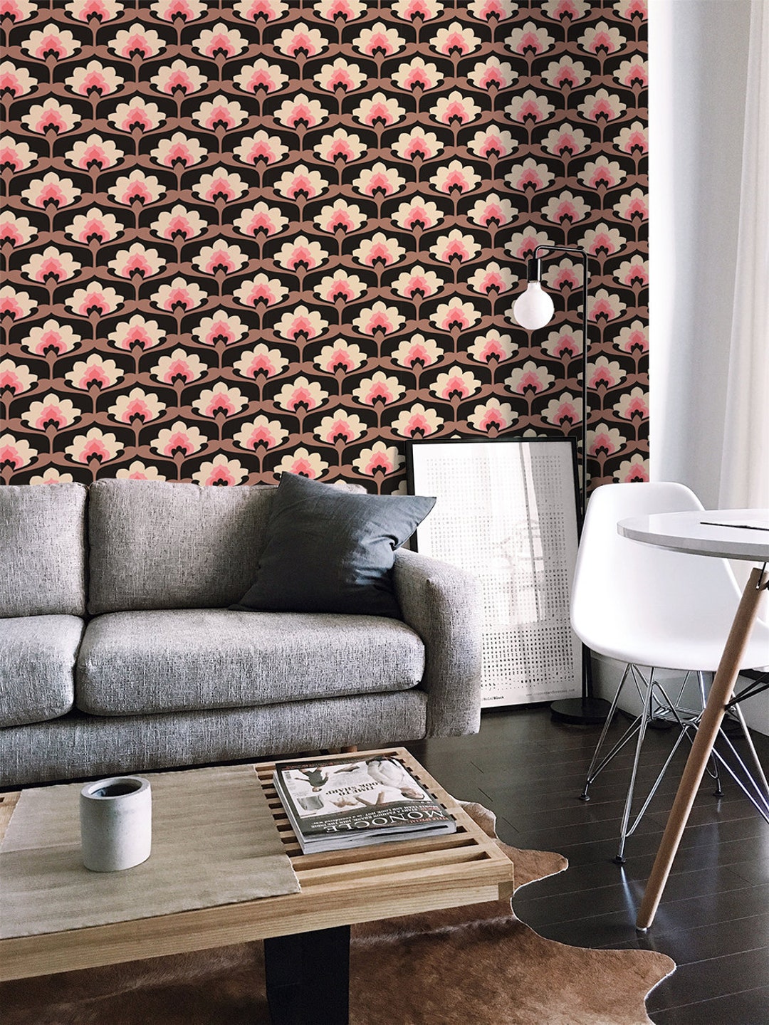 Vintage Floral Removable Wallpaper Pattern 235 Etsy