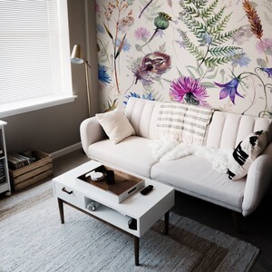 Wildflowers Removable Wallpaper Floral Pattern #206 | Peel and Stick Wall Decor for Bedroom & Living Room