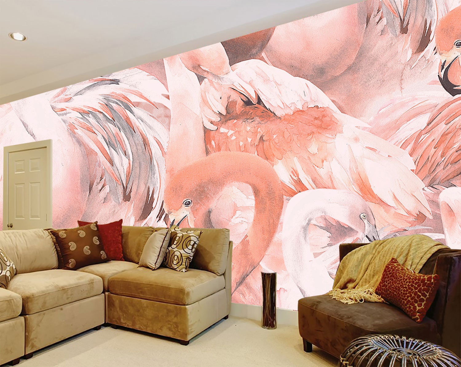 Tropical pink wall mural Flamingo wallpaper custom Printed Removable Self Adhesive paper by coloray Tropical pink wall mural Flamingo wallpaper custom Printed Removable Self Adhesive paper by coloray