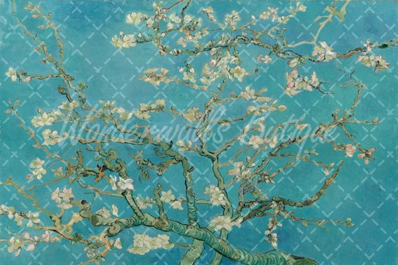 Fleur d'amandier par le papier peint de Van Gogh, papier peint vintage de  peau et de bâton, décor de mur temporaire amovible, peinture murale de  chinoiserie -  Canada