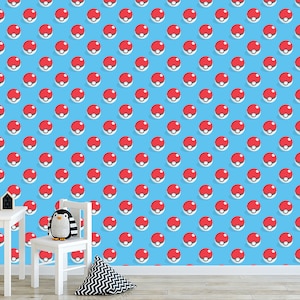 Pokeball isometrische illustratie decor kinderkamer Peel & Stick verwijderbaar behang kinderkamer muurkunst Decor kinderkamer