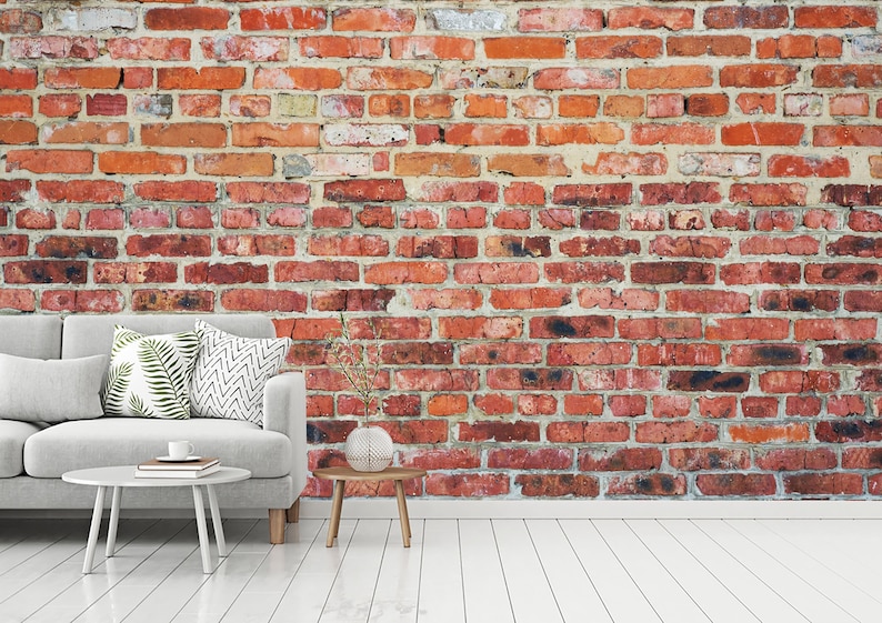 Red Brick Wall Style Wallpaper Rustic Brick Peel and Stick Etsy