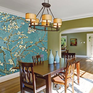 Cherry blossom wallpaper, Chinoiserie wall mural, Removable wallpaper, Peel and stick, Wall art