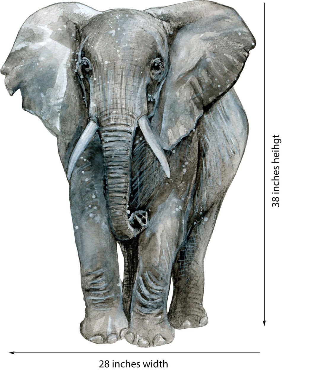 Big Wall Sticker Set for Kids, Elephant Front Facing Etsy