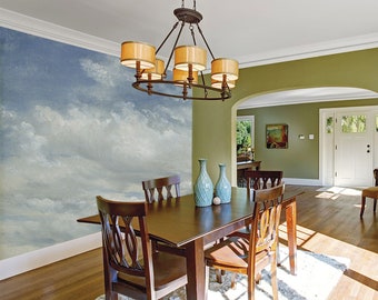 Vintage Sky Wall Mural: Light Blue Cloudscape, Removable Wallpaper