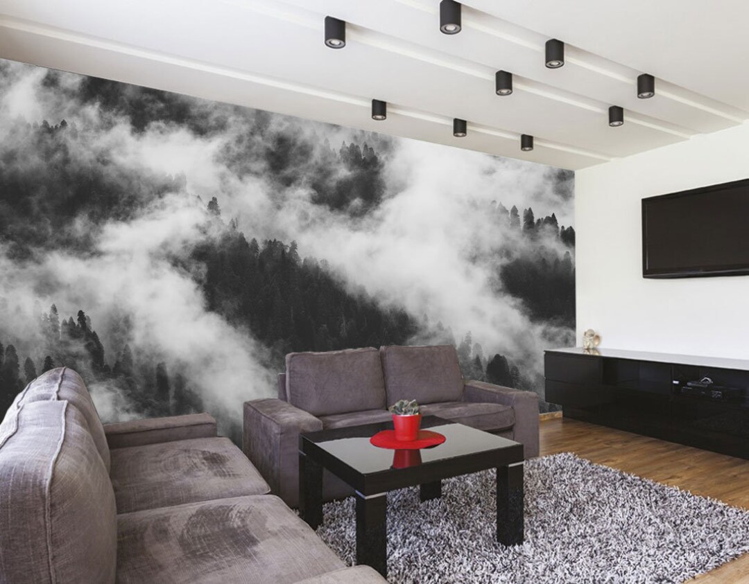 Foggy Forest Wallpaper Mural: Peel and Stick Wall Decor - Etsy
