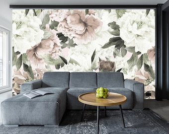 Blush lente pioenrozen verwisselbare behang-Peel and Stick behang-muurschildering-zelfklevend verwisselbaar behang