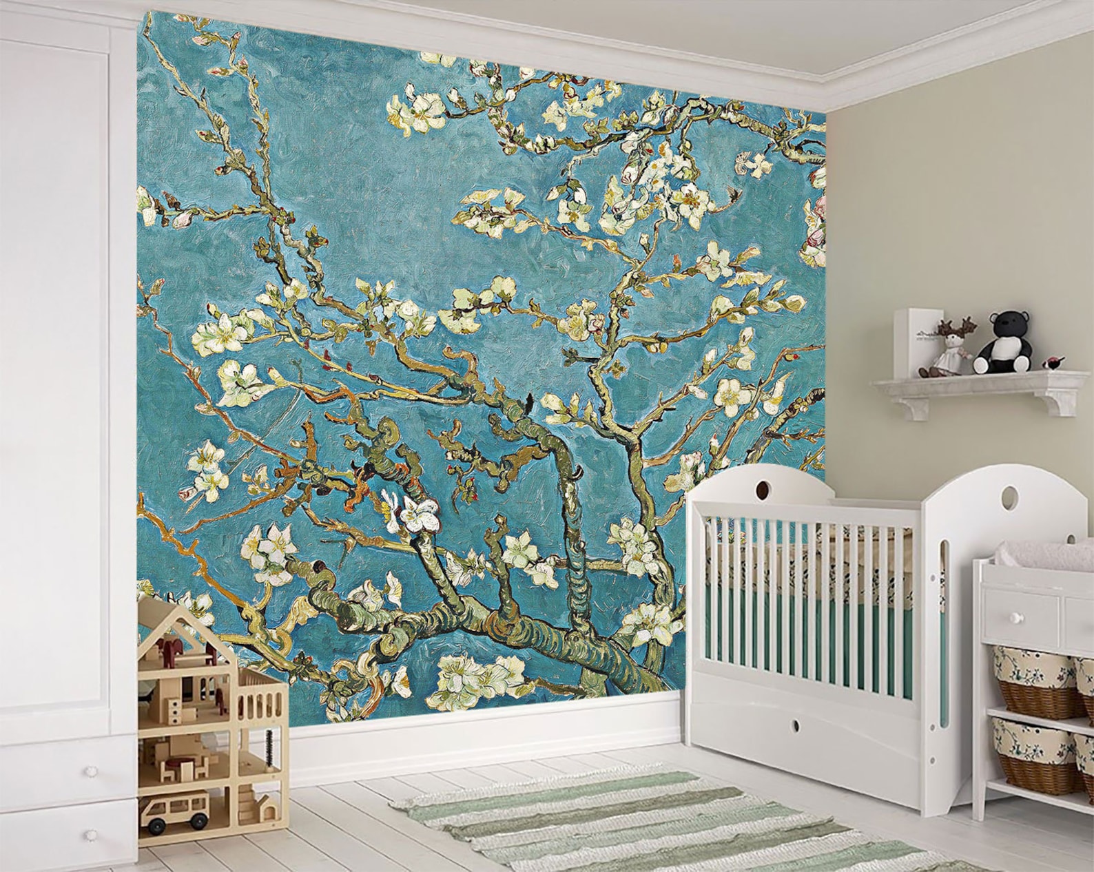 Cherry blossom wallpaper Chinoiserie wall mural Removable Etsy Nederland