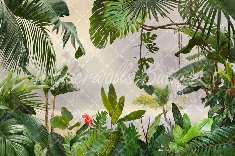 Rainforest Tropical Wallpaper Peel and Stick Jungle Flower - Etsy UK