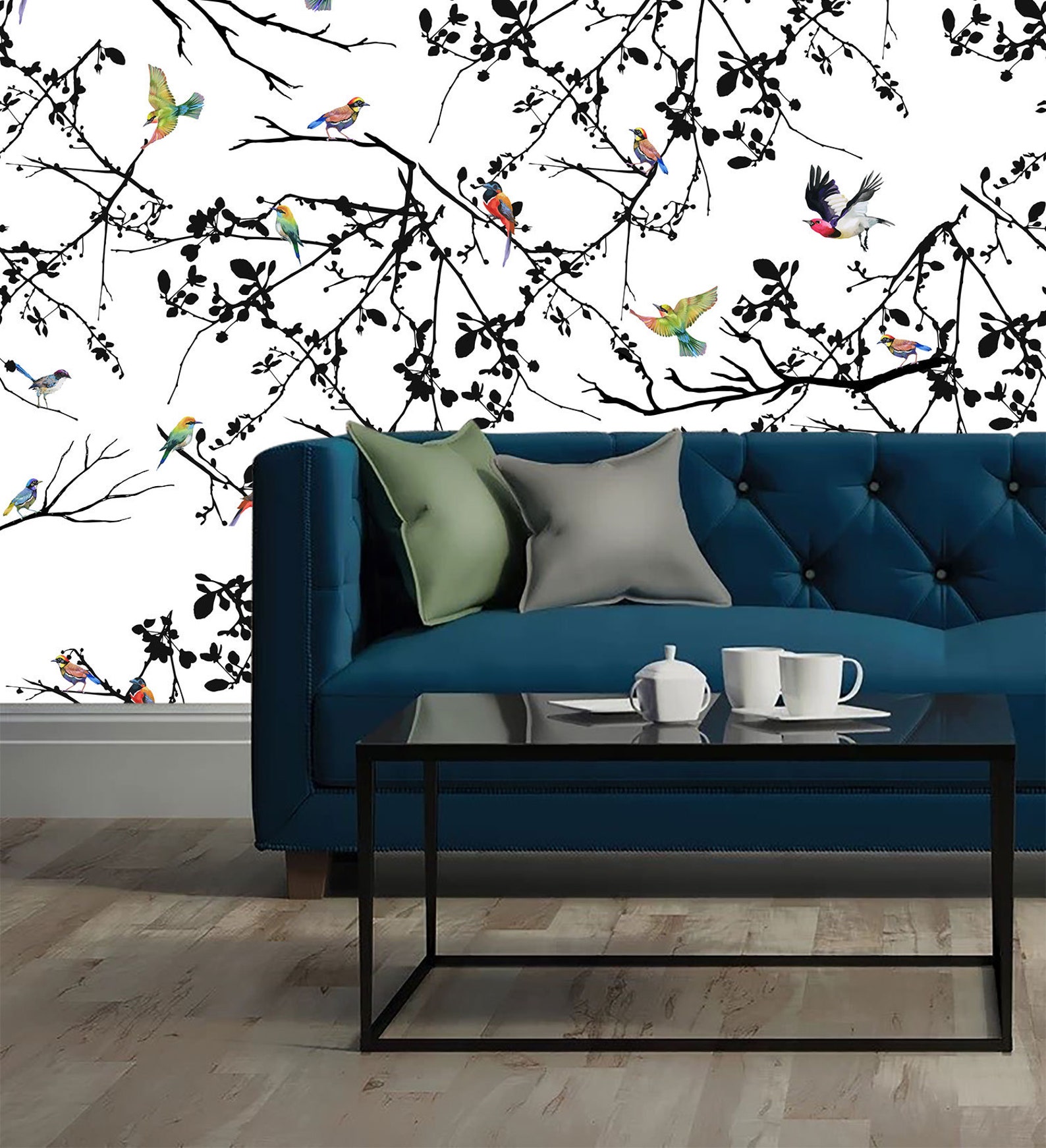 Bird Wall Mural Removable Wallpaper Peel and Stick Bird Wall Etsy