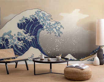 The Wave Off Kanagawa Wallpaper, Japanese Art Mural, Hokusai Decor - Peel And Stick, Water Based Ink, Non Woven Matte