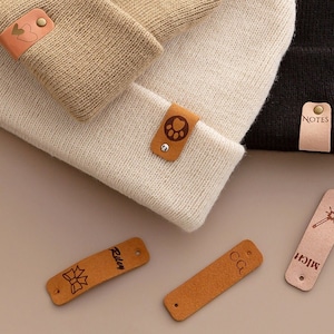 Personalized Tag,Tags For Knitted Hats,Leather Tags With Rivets,Custom Logo Tags,Labels for Handmade,Labels for Knitting,Gift for Knitter