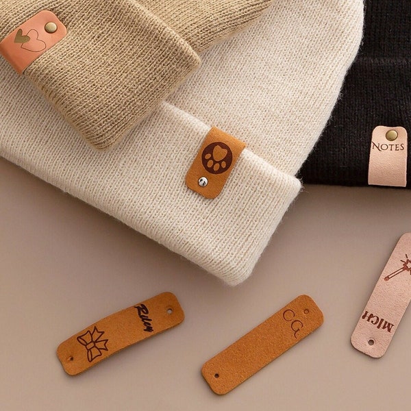 Personalized Tag,Tags For Knitted Hats,Leather Tags With Rivets,Custom Logo Tags,Labels for Handmade,Labels for Knitting,Gift for Knitter